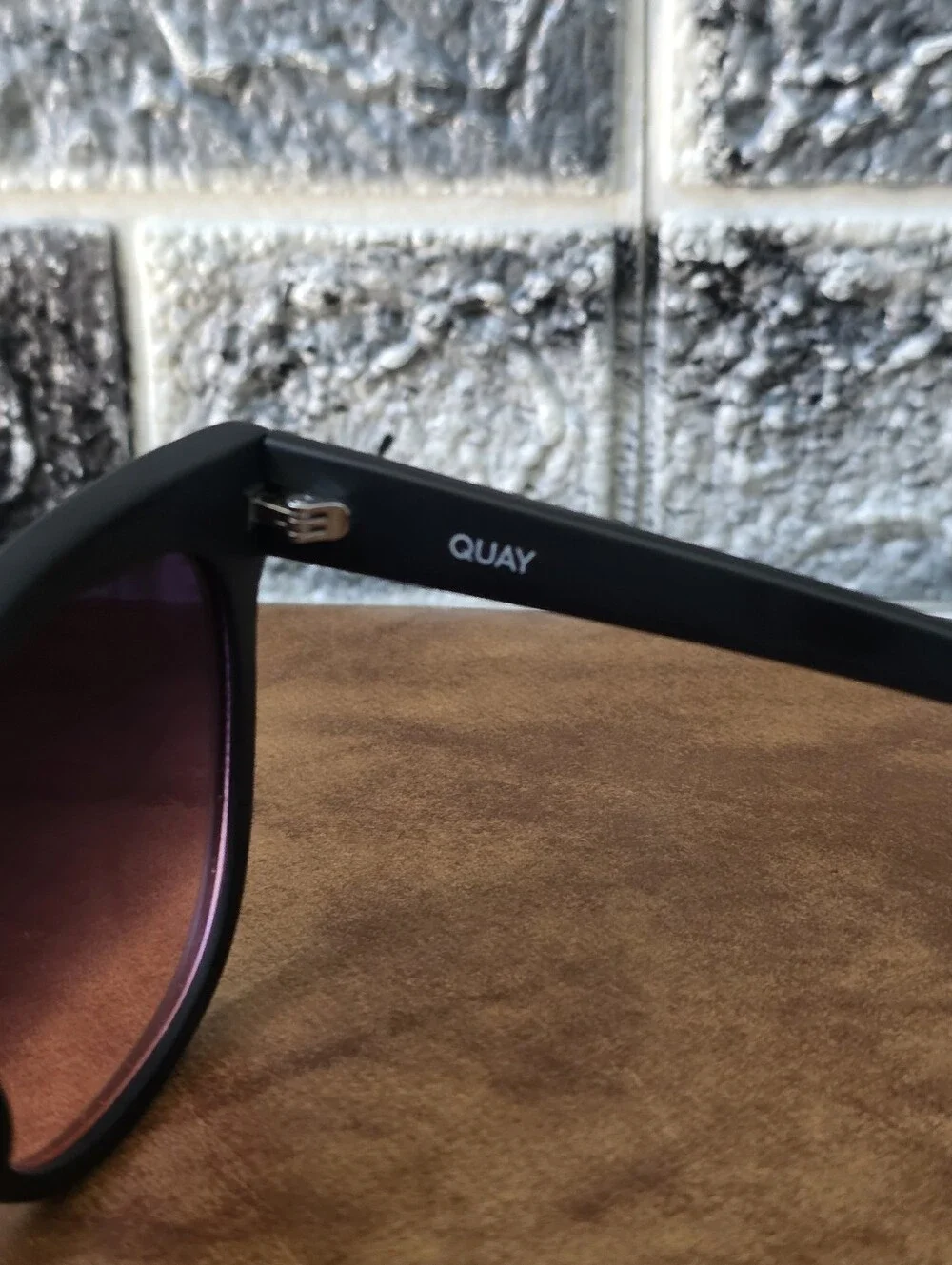 Quay Australia Cat Eye Sunglasses  Black Frame with Brown Gradient Lenses